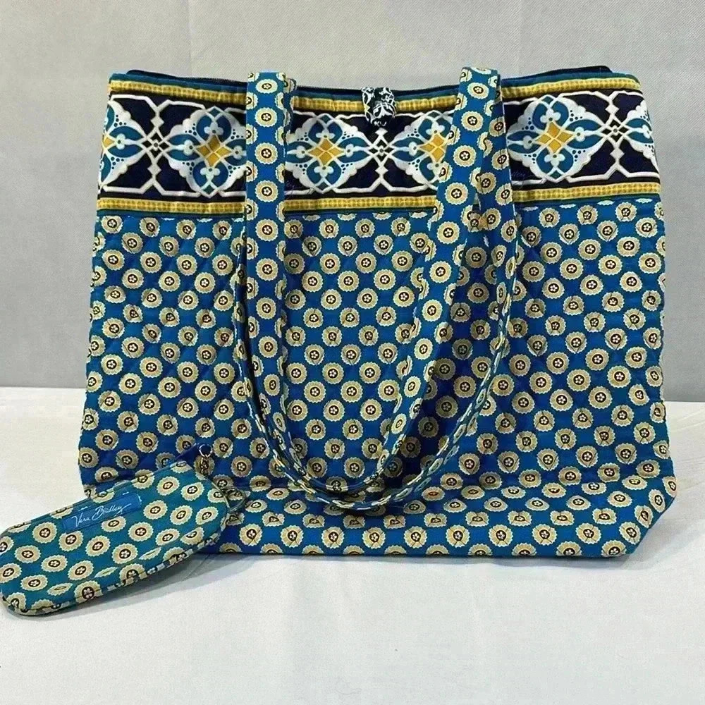 Vera Bradley  "RIVIERA BLUE"  Large Shoulder/Tote Bag with coin purse/key ring